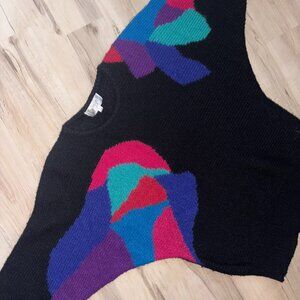 Vintage Barbra Sue Colourful Dolman Sleeve Knit Sweater L